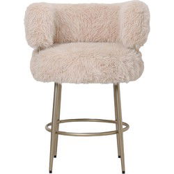 PTMD Barkruk Hair - 68x66x94 cm - Metaal - Creme