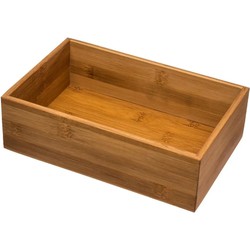 Bestekbak/keuken organizer 1-vaks Tidy Smart bamboe 23 x 15 x 7 cm - Bestekbakken