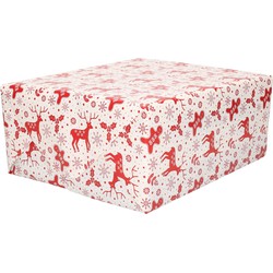 2x Rollen inpakpapier/cadeaupapier Kerst print wit/rood 2,5 x 0,7 meter 70 grams luxe kwaliteit - Cadeaupapier