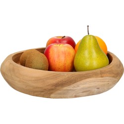 Fruitschaal teak hout rond 30 cm - Fruitschalen