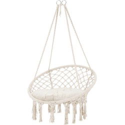 Hangstoel met Zitkussen Beige Katoen ML-Design