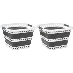 5Five Wasmand opvouwbaar - 2x stuk - kunststof - 40L - 48 x 34 x 49 cm - Wasmanden
