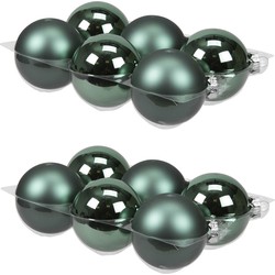 12x stuks glazen kerstballen emerald groen (greenlake) 8 cm mat/glans - Kerstbal
