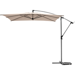 HESPERIDE HIXA Parasol - Zweefparasol - met voet - Stokparasol - 360° draaibaar - 240x250cm - Staal - Polyester - Beige