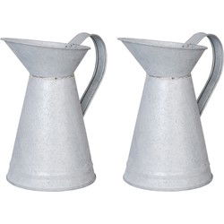 Esschert Design Bloemvaas - 2x - oud zink - 20cm - gieter / kan - deco - Schenkkannen
