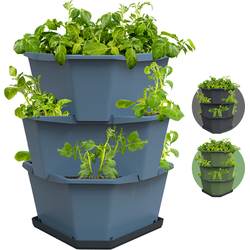 Gusta Garden - Paul Potato - Stapelbare Aardappeltoren - Tuinbak met 3 Levels - Kruidenbak - Kweekbak - Plantentoren - Blauw