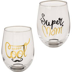 Out of the blue Ddrinkglazen - 2x - Super Mom & Daddy Cool - Drinkglazen