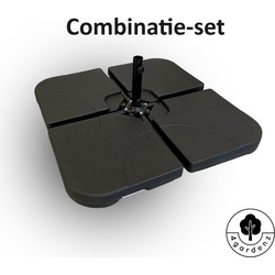 4gardenz® Combinatieset Verzwaringsset met Parasolvoet Kruis - Vulbaar tot 80 KG