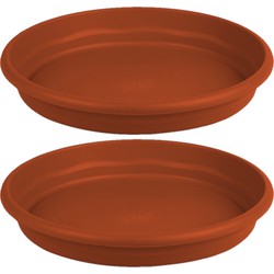 5x stuks bloempot/plantenpot onderschaal terra cotta kunststof diameter 14 cm - Plantenpotten