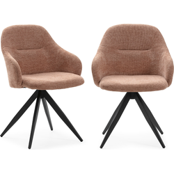 Set van 2 draaibare fauteuils in stof met zwarte metalen poten - TAMARA