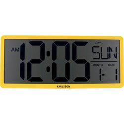 Karlsson - Wand/Tafelklok Retro LCD - Heldergeel