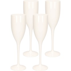 20x stuks onbreekbaar champagne/prosecco flute glas wit kunststof 15 cl/150 ml - Champagneglazen