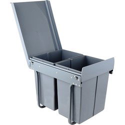 4cookz® Inbouw Prullenbak Duo 2 bakken Afvalscheiding 2x 20 liter - 34 cm breed