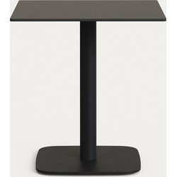 Kave Home - Zwarte Dina-buitentafel met zwart gelakte metalen poot 68 x 68 x 70 cm