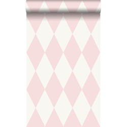 Origin Wallcoverings behang ruiten glanzend roze en wit - 0,53 x 10,05 m - 347694