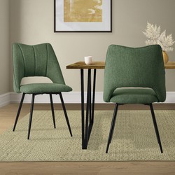 Eetkamerstoel set van 2 groen gestoffeerd incl. montagemateriaal Gestoffeerde stoel Keukenstoel ML design