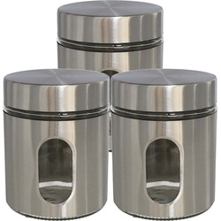 5x stuks voedsel bewaren keuken voorraad pot - zilver metaal - deksel - 700 ml - Voorraadpot