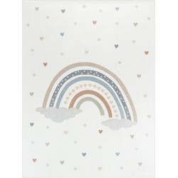 Machinewasbaar Kinderkamer Vloerkleed, KinderTapijt, SpeelTapijt - Regenboog RAINI-BOW - Meerkleurig/Oranje - 120x170 cm