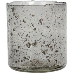 Clayre & Eef Theelichthouder  Ø 10x12 cm Grijs Glas Rond Waxinelichthouder