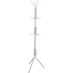 Gerimport - kapstok - wit - metaal - staand - 12 haken op 3 hoogtes - 170 cm - Kapstokken