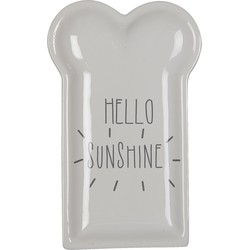 Clayre & Eef Ontbijtbord  10x17 cm Wit Keramiek Hello sunshine Bord