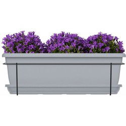 Plantenbakset met metalen steun en bakje - GARDEN ID Relax - Steengrijs 50 cm - Gerecycled en 100% recyclebaar