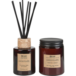 DARK ELEGANCE - Geurkaars met geurstokjes - Chocolade - Soja wax