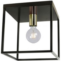 Groenovatie Metalen Plafondlamp Zwart Messing, E27 Fitting, 25x25 cm