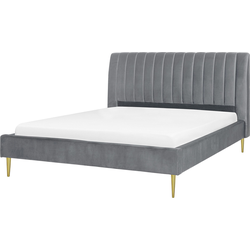 MARVILLE  - Tweepersoonsbed - Grijs - 160 x 200 cm - Fluweel