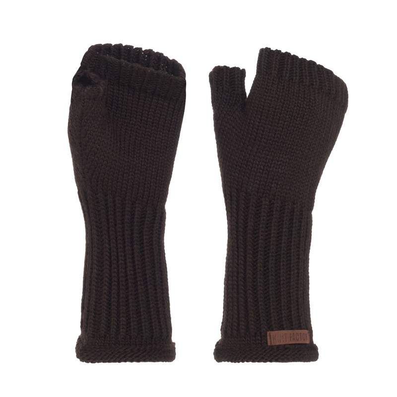 Knit Factory Cleo Handschoenen - Donkerbruin - One Size - 