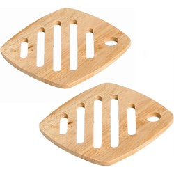 Set van 2x stuks vierkante pannen onderzetters van hout 18 cm - Panonderzetters