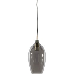 Light&living Hanglamp Ø16,5x32 cm LUKARO antiek brons+glas smoke