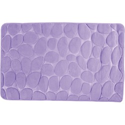 Badkamerkleedje/badmat tapijt - kiezel motief - vloermat - lila paars - 50 x 80 cm - laagpolig - Badmatjes