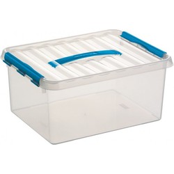 8x Kunststof opbergbak transparant/blauw 15 liter 40 cm - Opbergbox