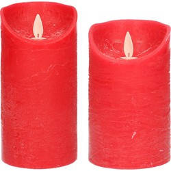 Set van 2x stuks Rode Led kaarsen met bewegende vlam - LED kaarsen