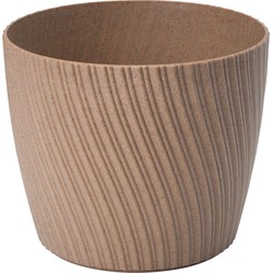 Form Plastic Plantenpot/bloempot Waves - kunststof - lichtbruin - D15 x H12 cm - Plantenpotten