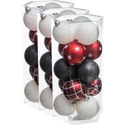 45x stuks kerstballen mix wit/rood/groen gedecoreerd kunststof 5 cm - Kerstbal