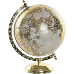 Decoratie wereldbol/globe goud op metalen voet 20 x 28 cm - Wereldbollen