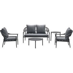 Santiago loungeset - 5-delig - carbon black - rope grijs - mystic grey