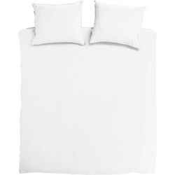 DoubleDry Dekbedovertrek 100% Percal Katoen - Tweepersoons 200x200/220 cm + 2 Kussenslopen - Zacht, Ademend en Huidvriendelijk - Wit