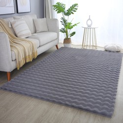 Ambiance Fluffy - Hoogpolig Vloerkleed - Uni Effen Kleur - Grijs - Woonkamer Tapijt - Met Katoenen Rug- 120x170 CM