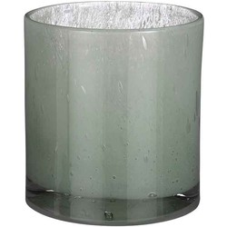Mica Decorations Vaas Estelle rond cilinder recycled glas lichtgroen - H 18.5  x Ø 17 cm - Bloemenvaas - bloempot