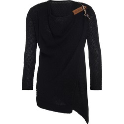 Knit Factory Emy Gebreid Dames Vest - Zwart - 40/42 - Inclusief sierspeld