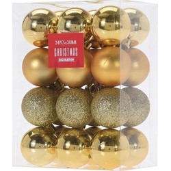 Christmas Decoration Mini kerstballen - 24x- goud - D3 cm - kunststof - Kerstbal