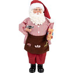 Clayre & Eef Kerstdecoratie Beeld Kerstman Rood Textiel