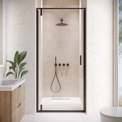 Badplaats Douchewand Seattle 90 x 190 cm - 6 mm Transparant Veiligheidsglas - Inclusief Alle Profielen en Strips - Geschikt voor Inloopdouche - Zwart
