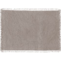 Secret de Gourmet placemats Kenya - 1x - lichtgrijs - 45 x 30 cm - katoen - met franjes - Placemats