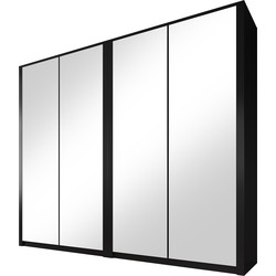 Meubella Kledingkast Malibu - Mat zwart - 226 cm - Met spiegel