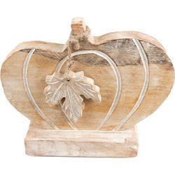 Clayre & Eef Decoratie Pompoen 20x6x17 cm Bruin Wit Hout