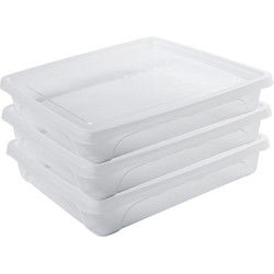Vershoudbakje - 3x - laag - transparant - 1,5 liter - 24 x 20 x 5 cm - Vershoudbakjes